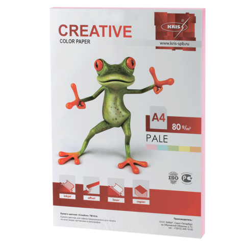 Бумага CREATIVE color (Креатив) А4, 80г/м, 100 л. пастель розовая