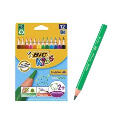 Карандаши цветные, 12 цв,  утолщ. BIC Triangle, пластик, трехгранные